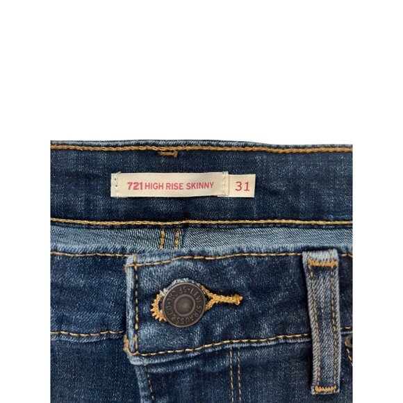 Levi's 721 High Rise Skinny Blue Jeans Women's Size 31 Dark Wash Denim - Picture 4 of 7